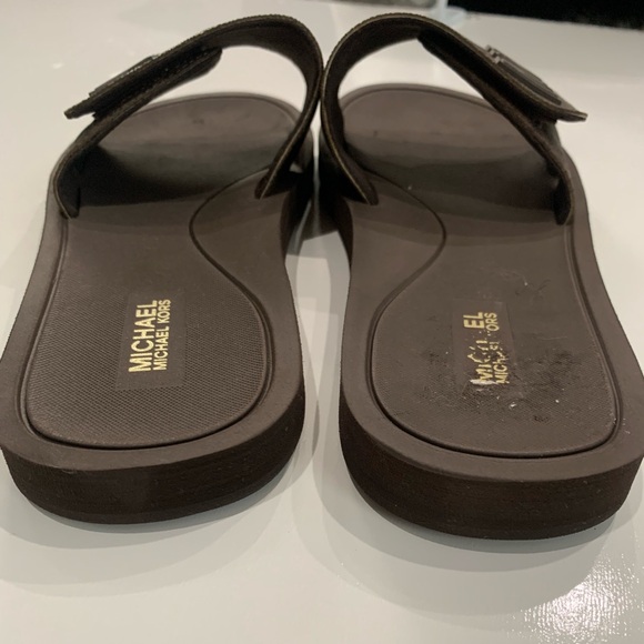 New Wade Michael Kors Dark Brown Logo Slides without box size 9 brown - Picture 4 of 6